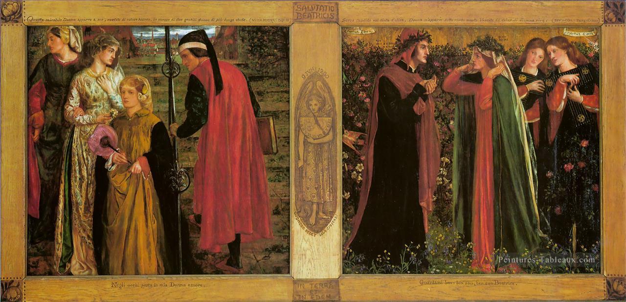 La Salutation de Béatrice préraphaélite Fraternité Dante Gabriel Rossetti Peintures à l'huile